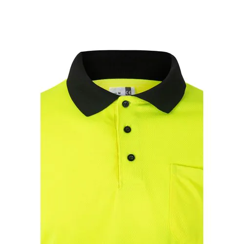 VL VULCAN. Polo bicolore (160g/m²) à manches longues, en polyester (100%)