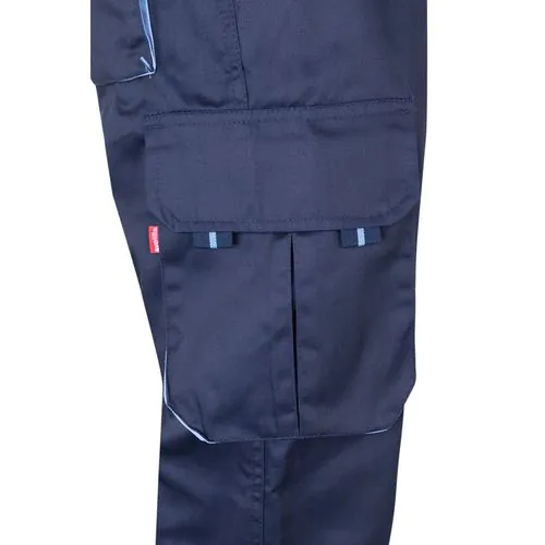 VL FIDES. Two-tone, multi-pocket stretch trousers (240g/m²), in cotton (46%), EME (38%) and polyester (16%)