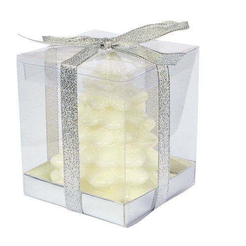 CANDLE CHRISTMAS TREE WHITE SHINY