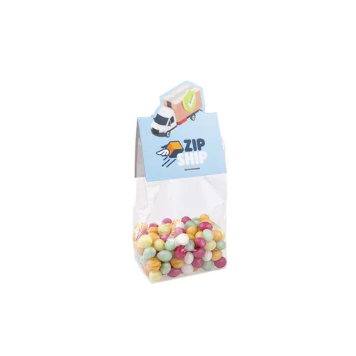 Block bag with header card in your own shape and 100 grams of candy