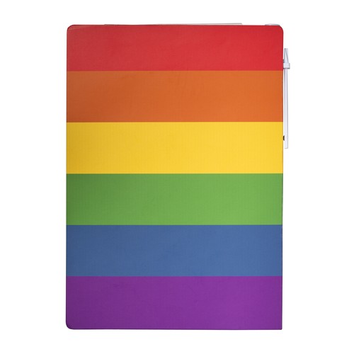 Paper notepad with rainbow cover, white ruled sheets, sticky notes and pen Paper notepad with rainbow cover, white ruled sheets, sticky notes and pen
