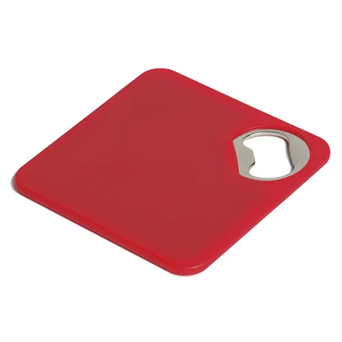 COASTER WITH BOTTLE OPENER IN PLASTIC AND METAL COASTER WITH BOTTLE OPENER IN PLASTIC AND METAL
