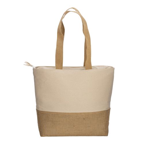280 g/m2 cotton shopping bag with jute base, long handles and gusset