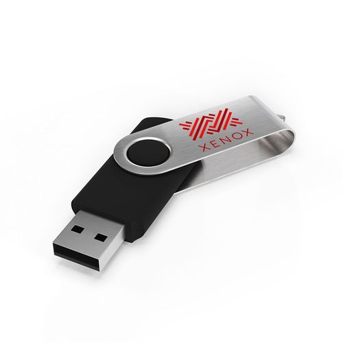 USB Stick Twister (Black, 4GB 2.0, Print in full color frontside, Print in full color backside)