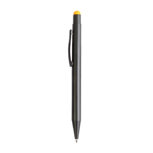 Aluminum push button ball pen with colored touch screen and laser engraved logo