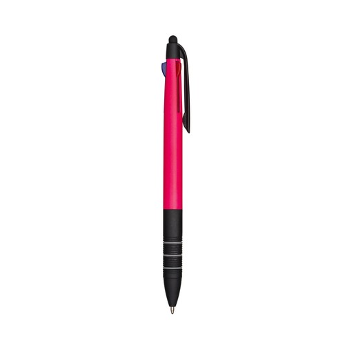 Penna a scatto in plastica con 3 refill dei colori blu, nero e rosso