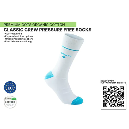 Calzini Premium Classic Crew Pressure Free in cotone biologico. Calzini Premium Classic Crew Pressure Free in cotone biologico.