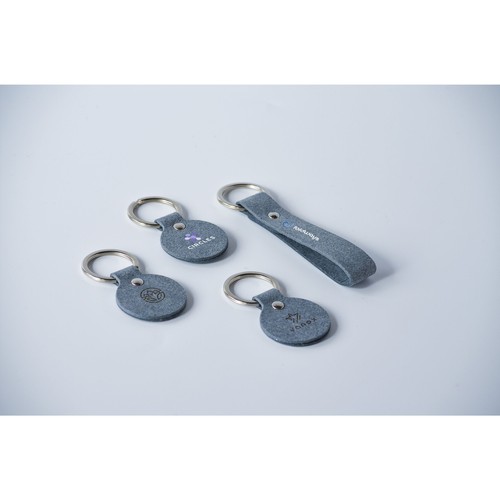 Recycled Denim Textile Keyring Round Recycled Denim Textile Keyring Round
