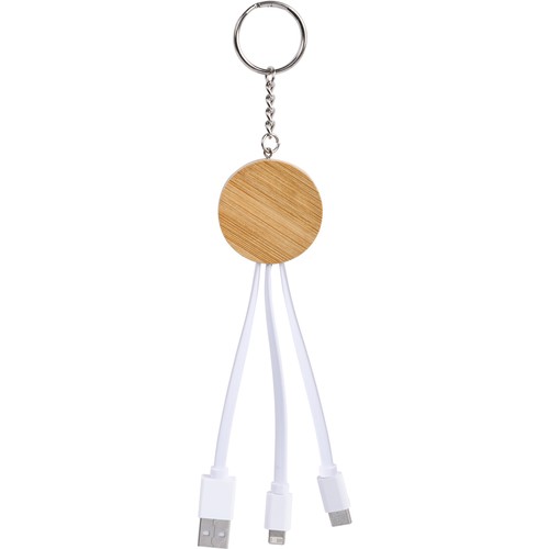 3 IN 1 CHARGING CABLE IN BAMBOO, PLASTIC AND METAL