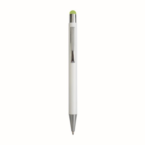 Aluminum push button ball pen with colored touch screen and laser engraved logo