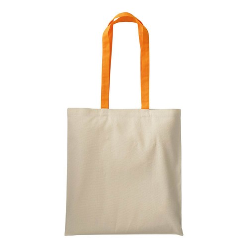 Shopper in cotone naturale 220 g/m2, manici lunghi colorati