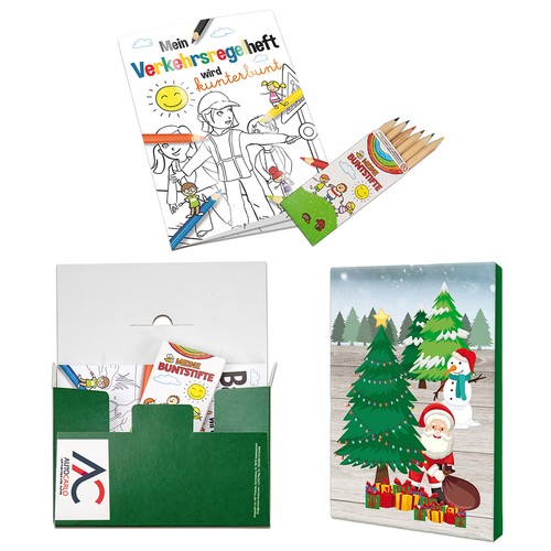 Coffret de coloriage A6 - Noël - Kit de dessin neutre