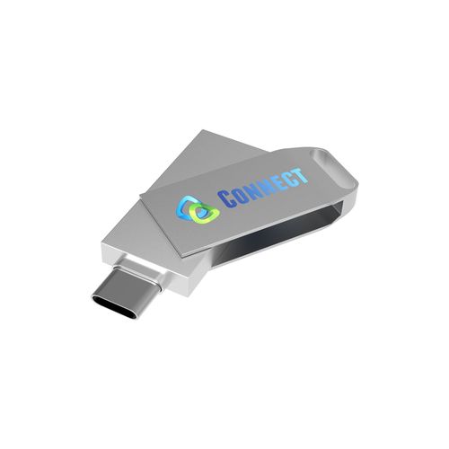 USB Stick Dual Twister-C 3.0 (Zilver, 64GB 3.0, Bedrukking in full colour voorzijde)