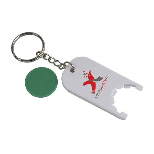 Plastic key ring with shopping trolley token Plastic key ring with shopping trolley token
