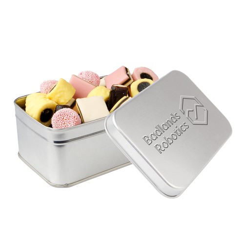 Square tin with embossing Square tin with embossing