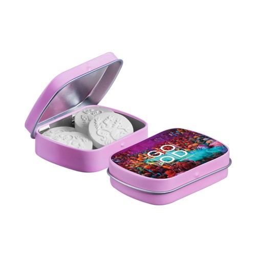 Mini hinged tin with shape mints Mini hinged tin with shape mints