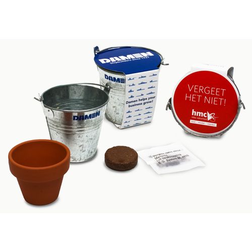 Set coltivazione semi con piccolo secchio di zinco