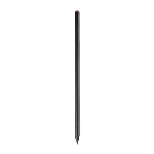 Black wooden pencil with graphite lead, black wood, cylindrical cross-section