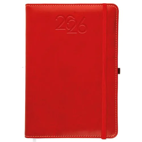 Agenda journalier 2026, couverture rigide en PU thermocollé avec piqûres sur les bords
