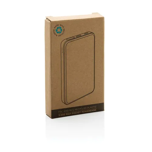 Batterie de secours 5000mAh en plastique recyclé et RCS Batterie de secours 5000mAh en plastique recyclé et RCS