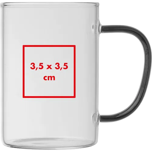 glass mug with coloured handle