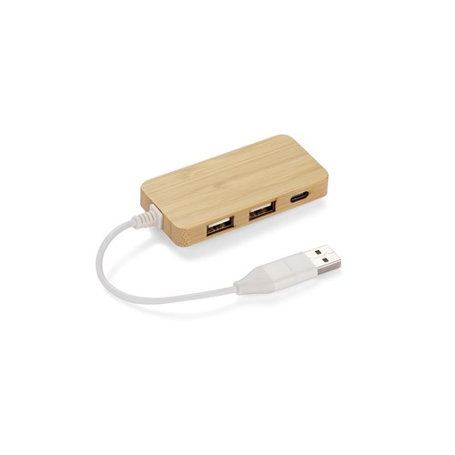 Bamboo splitter USB HUB with replaceable plug - RIVO