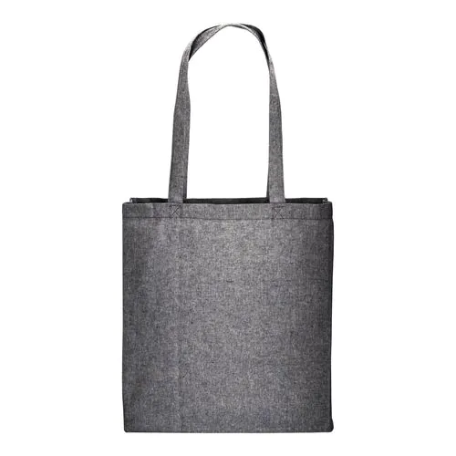 150 g/m2 recycled cotton shopping bag, melange effect, long handles and gusset 150 g/m2 recycled cotton shopping bag, melange effect, long handles and gusset
