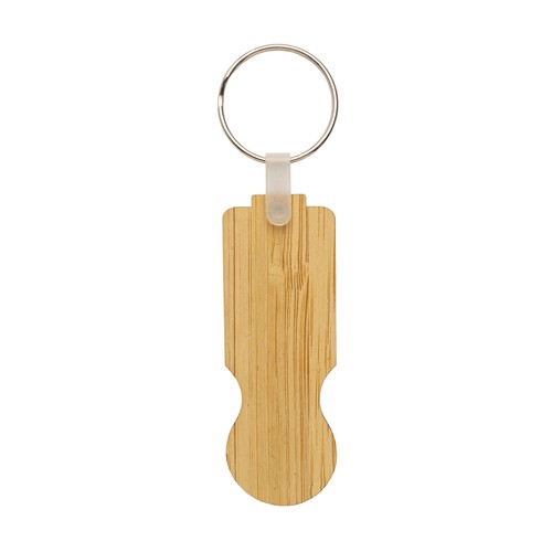 Bamboo shopping cart token with key ring Bamboo shopping cart token with key ring