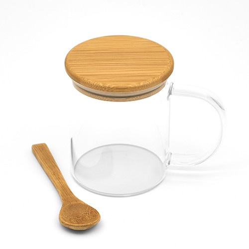 Glass and bamboo cup 420ml Cassibile Glass and bamboo cup 420ml Cassibile