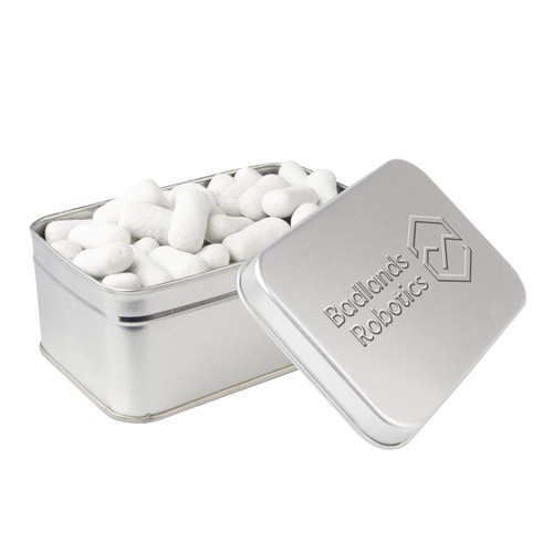 Square tin with embossing