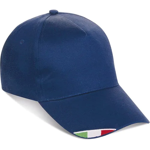 5 PANEL CAP IN 100% COTTON WITH ITALIAN FLAG