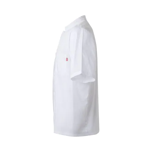 VL DURGA. Kurzärmelige Kochjacke aus Popeline (110 g/m²) aus Baumwolle (35 %) und Polyester (65 %)