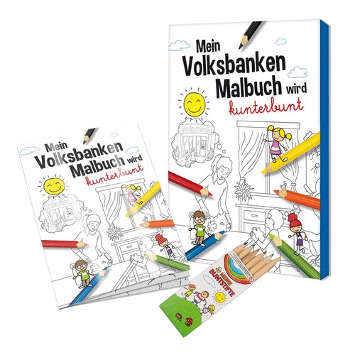 Colouring book / set A6 - Volksbanken - Colouring book with individual front and back sides