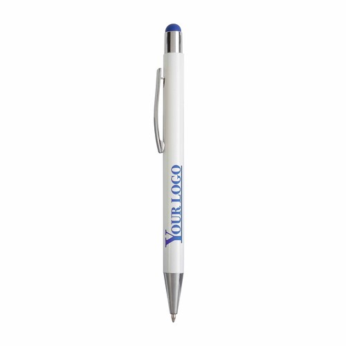 Aluminum push button ball pen with colored touch screen and laser engraved logo