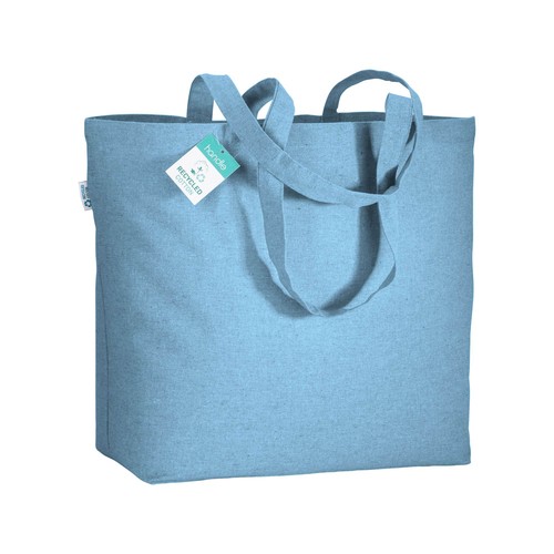190 g/m2 recycled cotton shopping bag with long handles and gusset