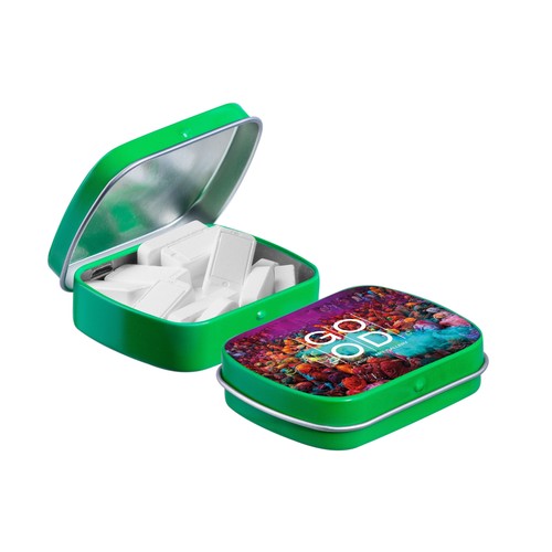 Mini hinged tin with shape mints Mini hinged tin with shape mints
