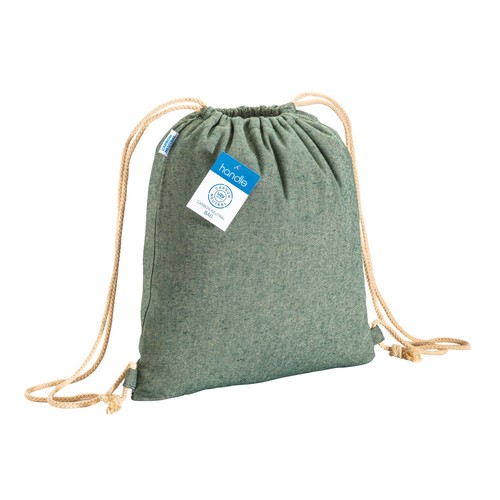 280 gr/m2 recycled cotton melange-effect backpack with drawstring choke closure attached 280 gr/m2 recycled cotton melange-effect backpack with drawstring choke closure attached