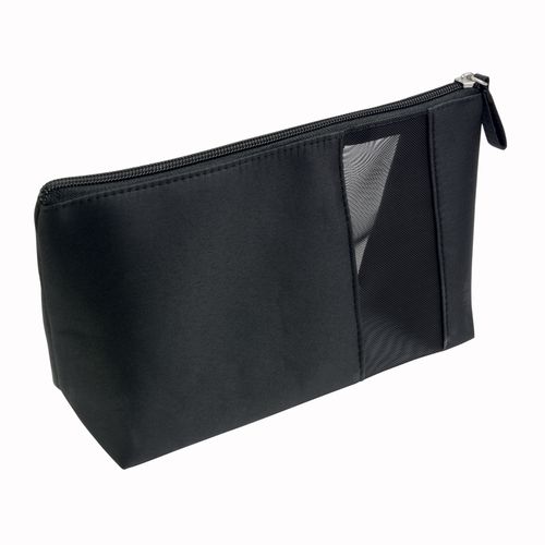 Microfibre cosmetic bag with zip and micro-perforated window Microfibre cosmetic bag with zip and micro-perforated window