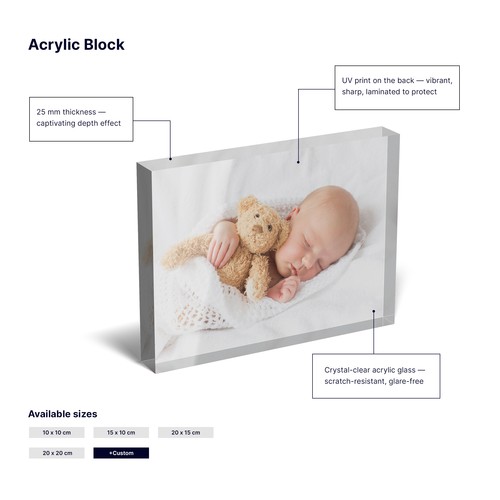 Custom Acrylic Photo Blocks - Crystal-Clear, Made to Order Custom Acrylic Photo Blocks - Crystal-Clear, Made to Order