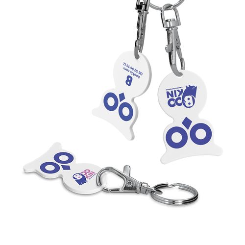 PORTE-CLE MOUSQUETON AVEC JETON FORME HIBOU