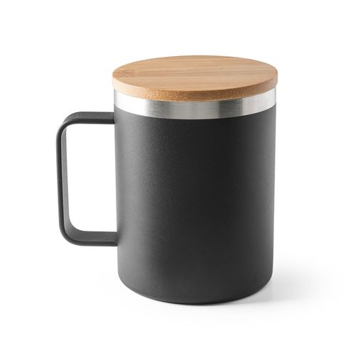LAUDA. Mug in 90% recycled stainless steel with bamboo lid 420 mL LAUDA. Mug in 90% recycled stainless steel with bamboo lid 420 mL