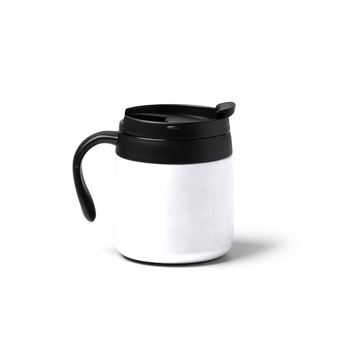 Double-walled thermal mug with screw-on lid and co Flora