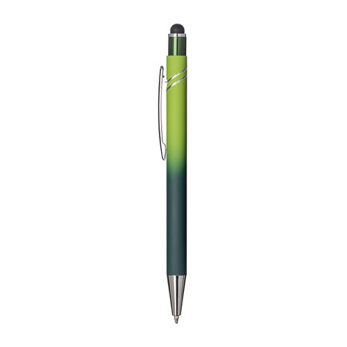 Penna a scatto in alluminio gommato. Fusto sfumato, clip e particolari metallizzati Penna a scatto in alluminio gommato. Fusto sfumato, clip e particolari metallizzati