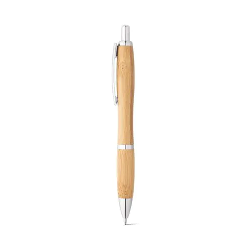 NICOLE. Bamboo ball pen with clip and metal trim