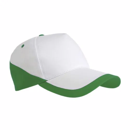 Casquette en coton, 5 panneaux , base blanche et bordures colorées, fermeture velcro