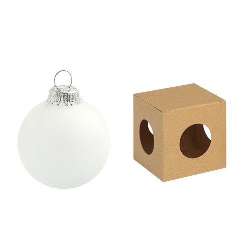 Boule de Noël 7 cm avec tampographie 4-5 couleurs (recto) - en boîte ECO - couronne argentée - MADE IN GERMANY