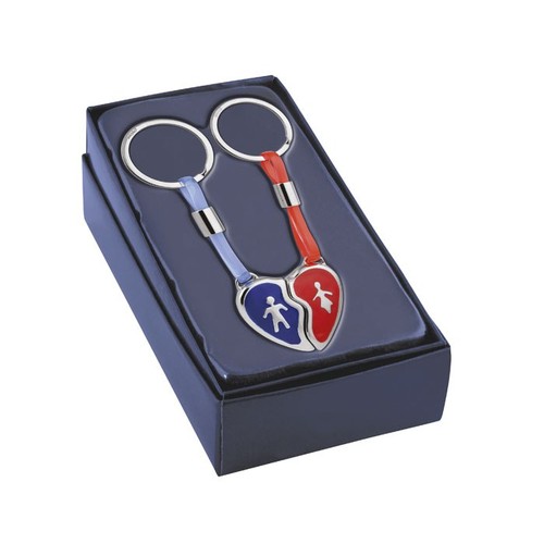 PORTACHIAVI "CUORE SPEZZATO ROSSO E BLU"