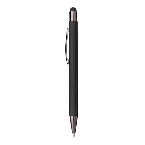 Penna a scatto in alluminio gommato. Clip e particolari metallizzati in tinta Penna a scatto in alluminio gommato. Clip e particolari metallizzati in tinta