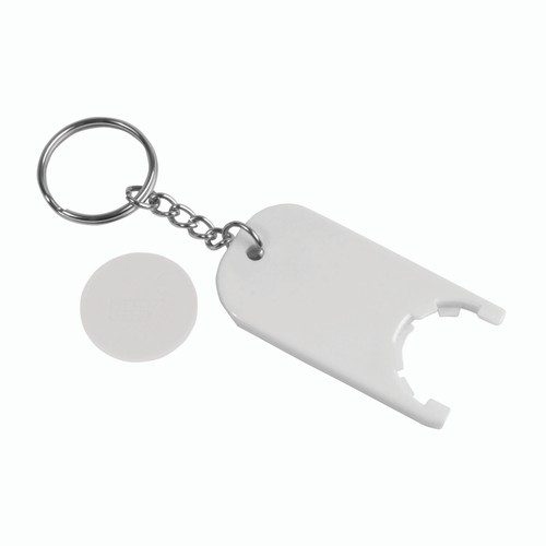 Plastic key ring with shopping trolley token