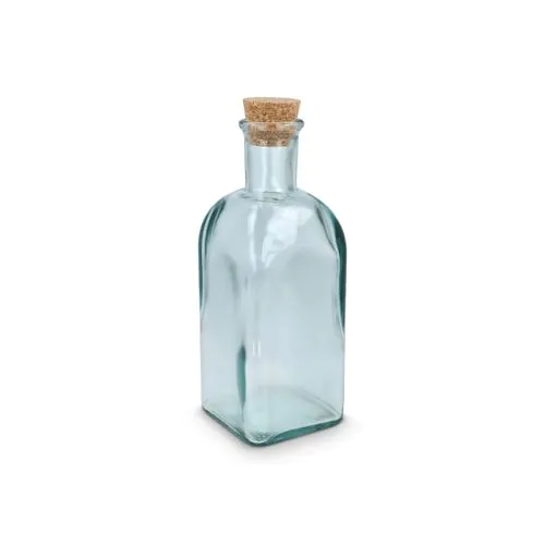 InSideOut Vierkante Gerecycled glas Waterfles ReuuZ met kurkstop 500ml
